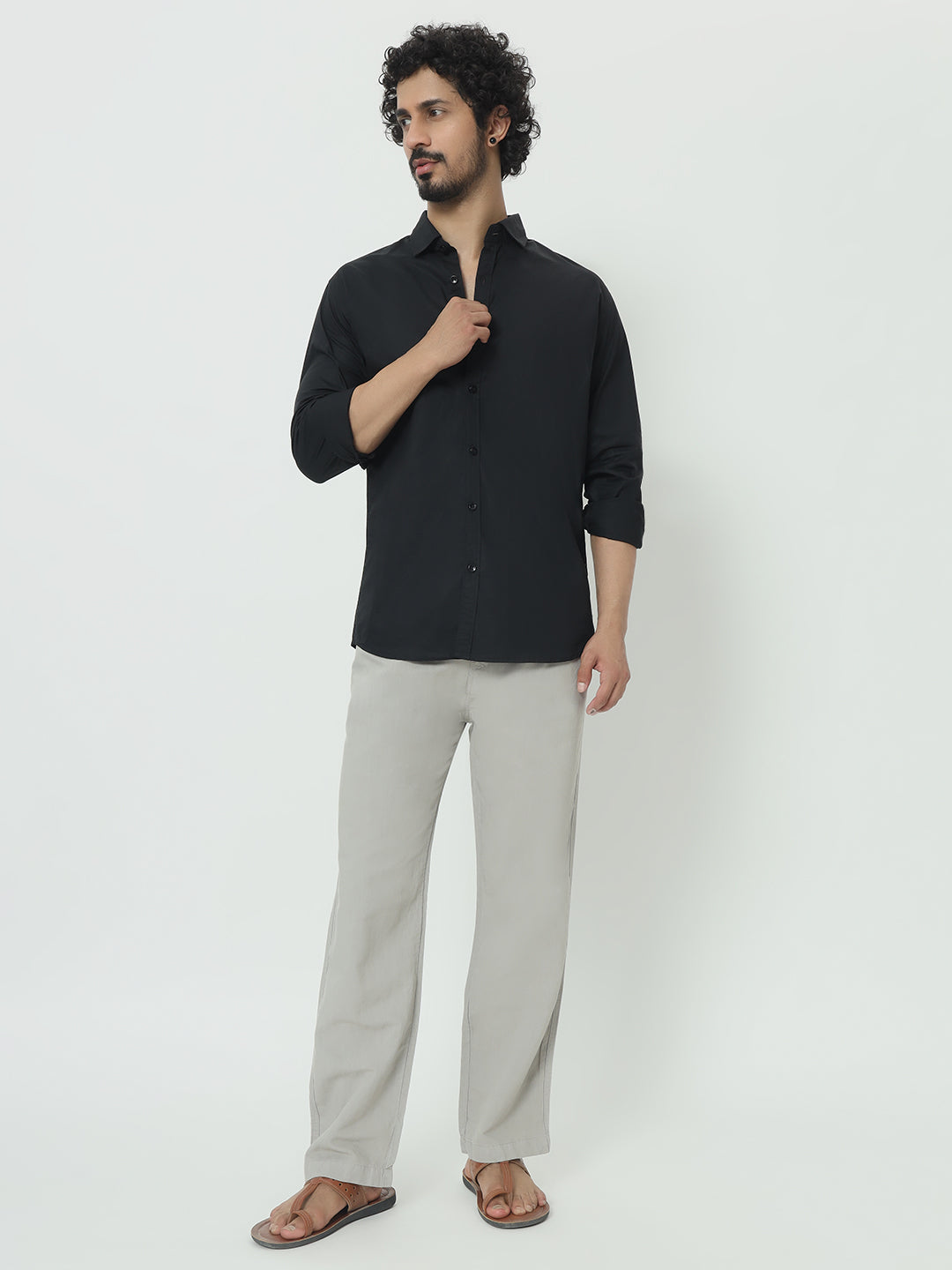 SAINTJONES-LINEN GREY PANTS - St.Jones