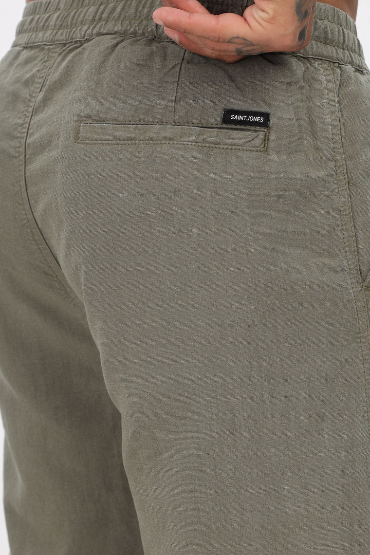 SAINTJONES-OLIVE LINEN PANTS - St.Jones