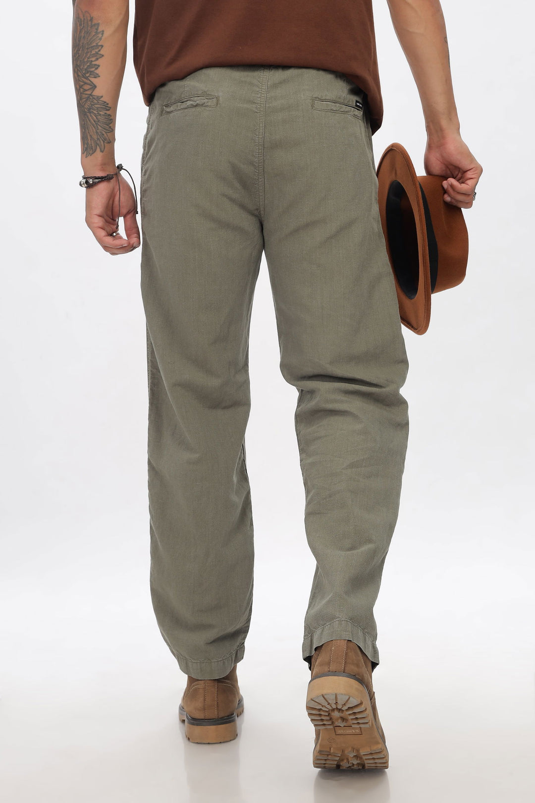 SAINTJONES-OLIVE LINEN PANTS - St.Jones