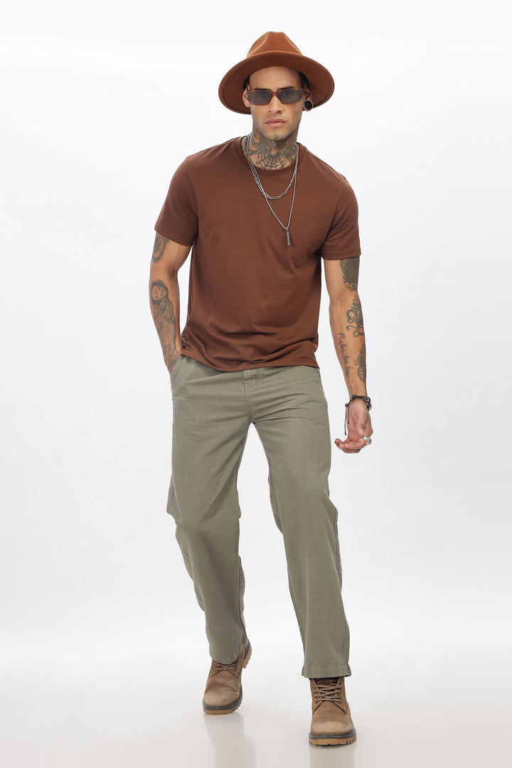 SAINTJONES-OLIVE LINEN PANTS - St.Jones