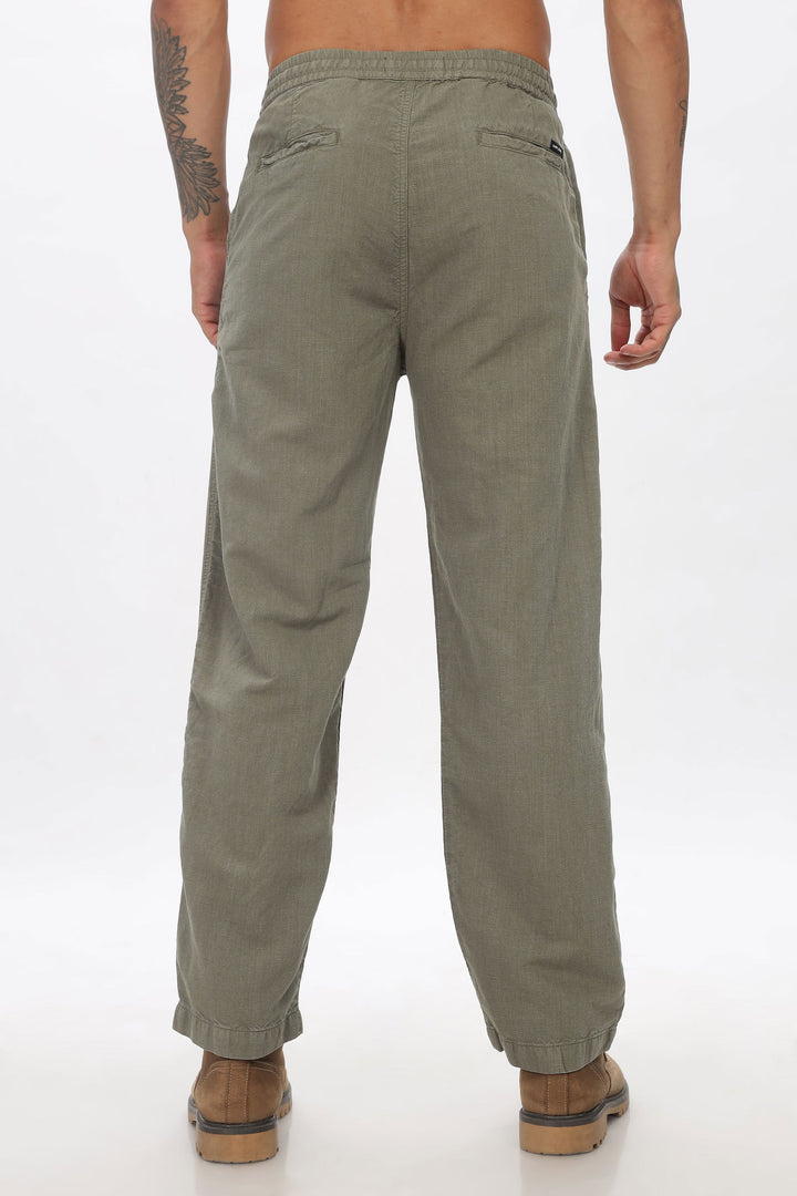 SAINTJONES-OLIVE LINEN PANTS - St.Jones