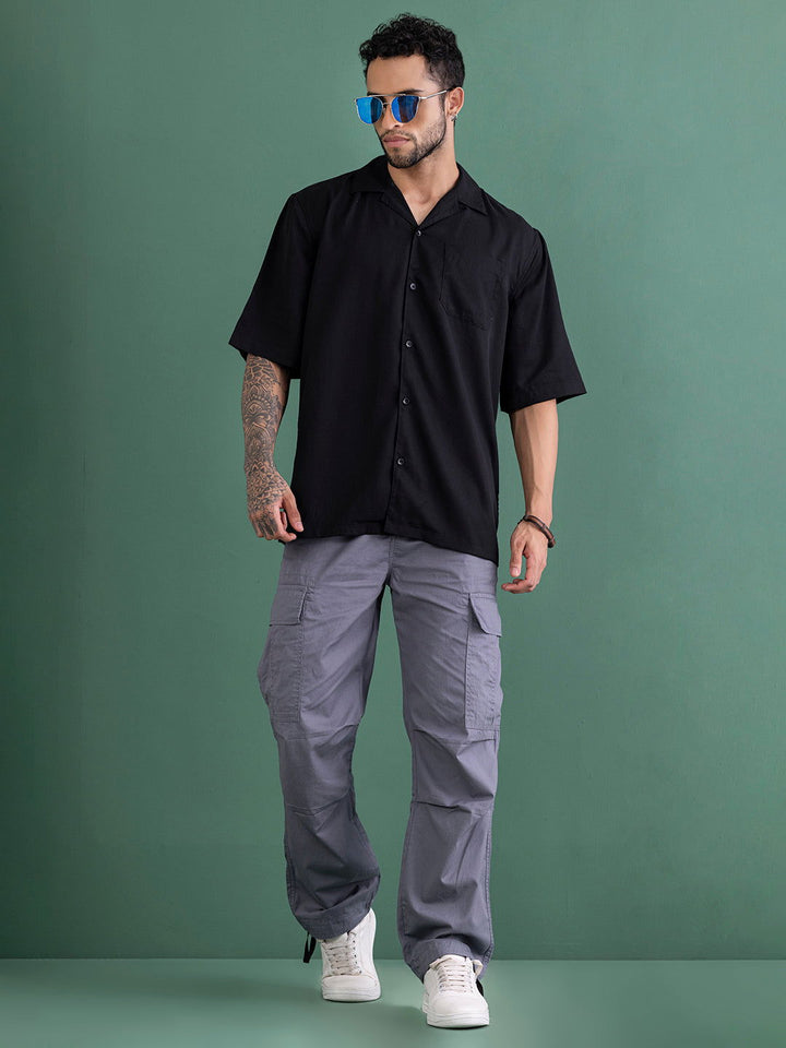 SAINTJONES-RELAXED FIT BLACK SHIRT - St.Jones