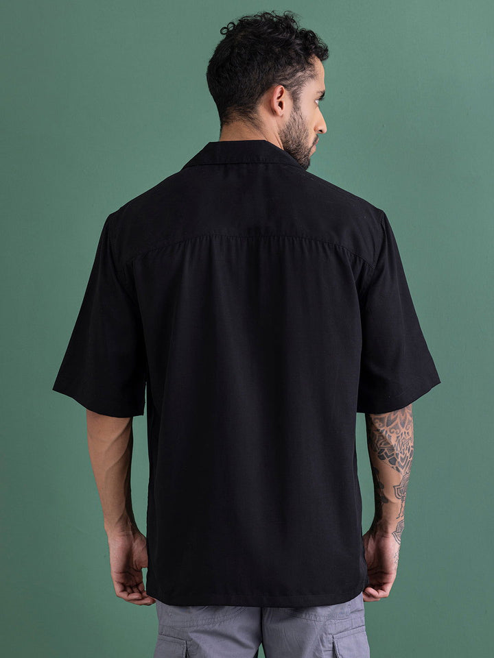 SAINTJONES-RELAXED FIT BLACK SHIRT - St.Jones