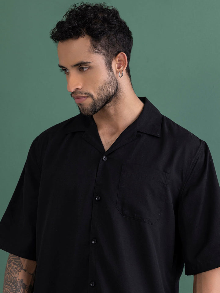 SAINTJONES-RELAXED FIT BLACK SHIRT - St.Jones