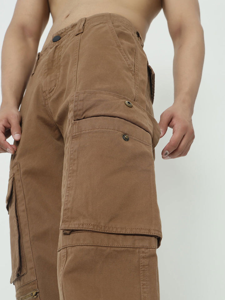 SAINTJONES-STREETWEAR KHAKI CARGO PANTS. - St.Jones