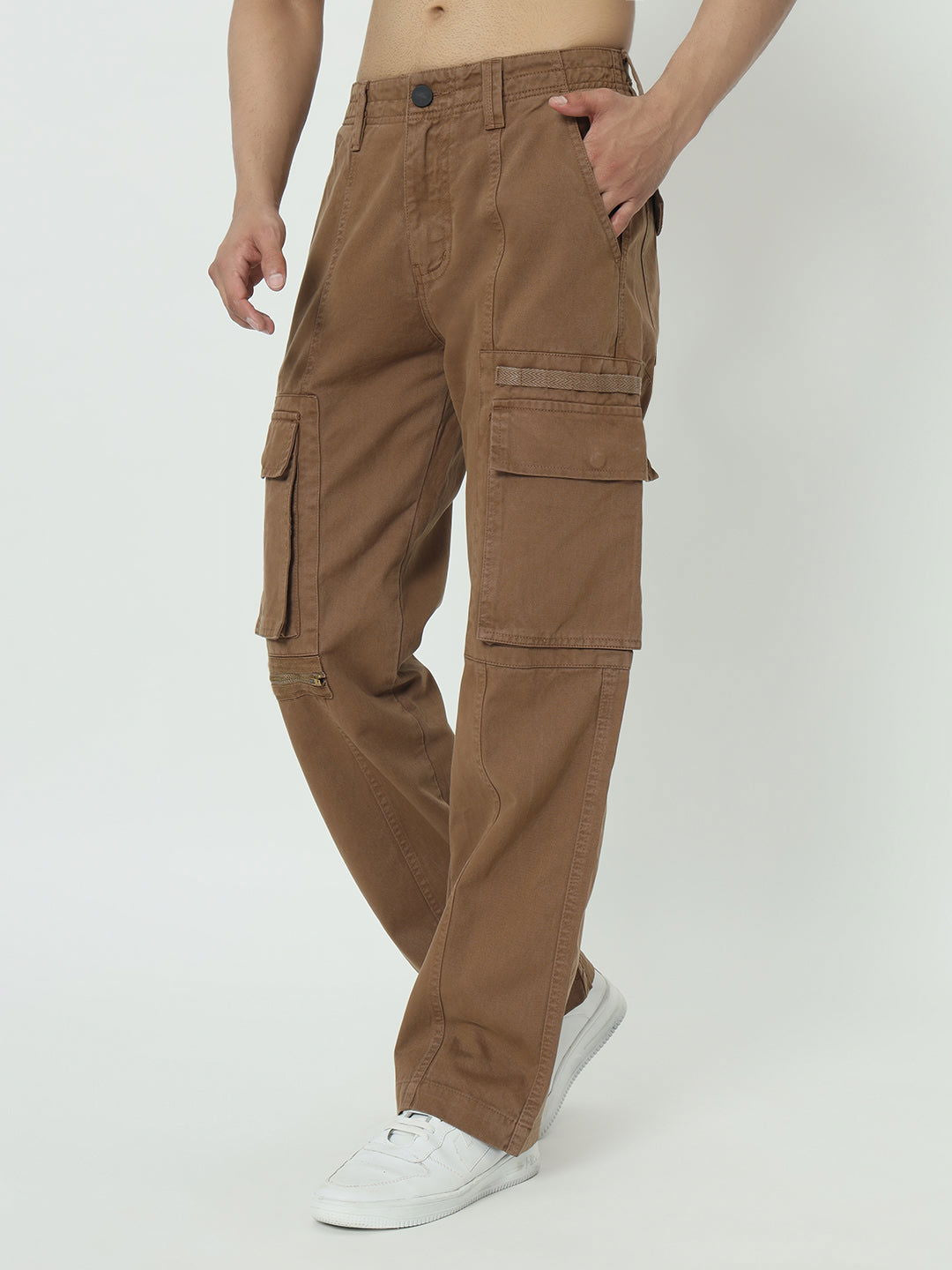 SAINTJONES-STREETWEAR KHAKI CARGO PANTS. - St.Jones