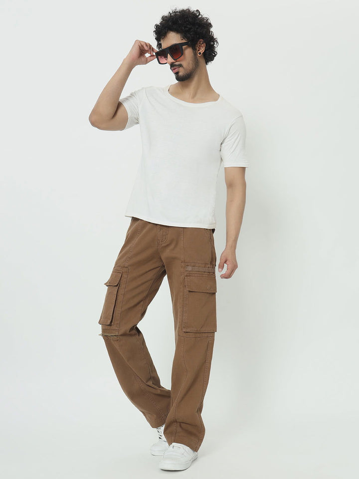 SAINTJONES-STREETWEAR KHAKI CARGO PANTS. - St.Jones