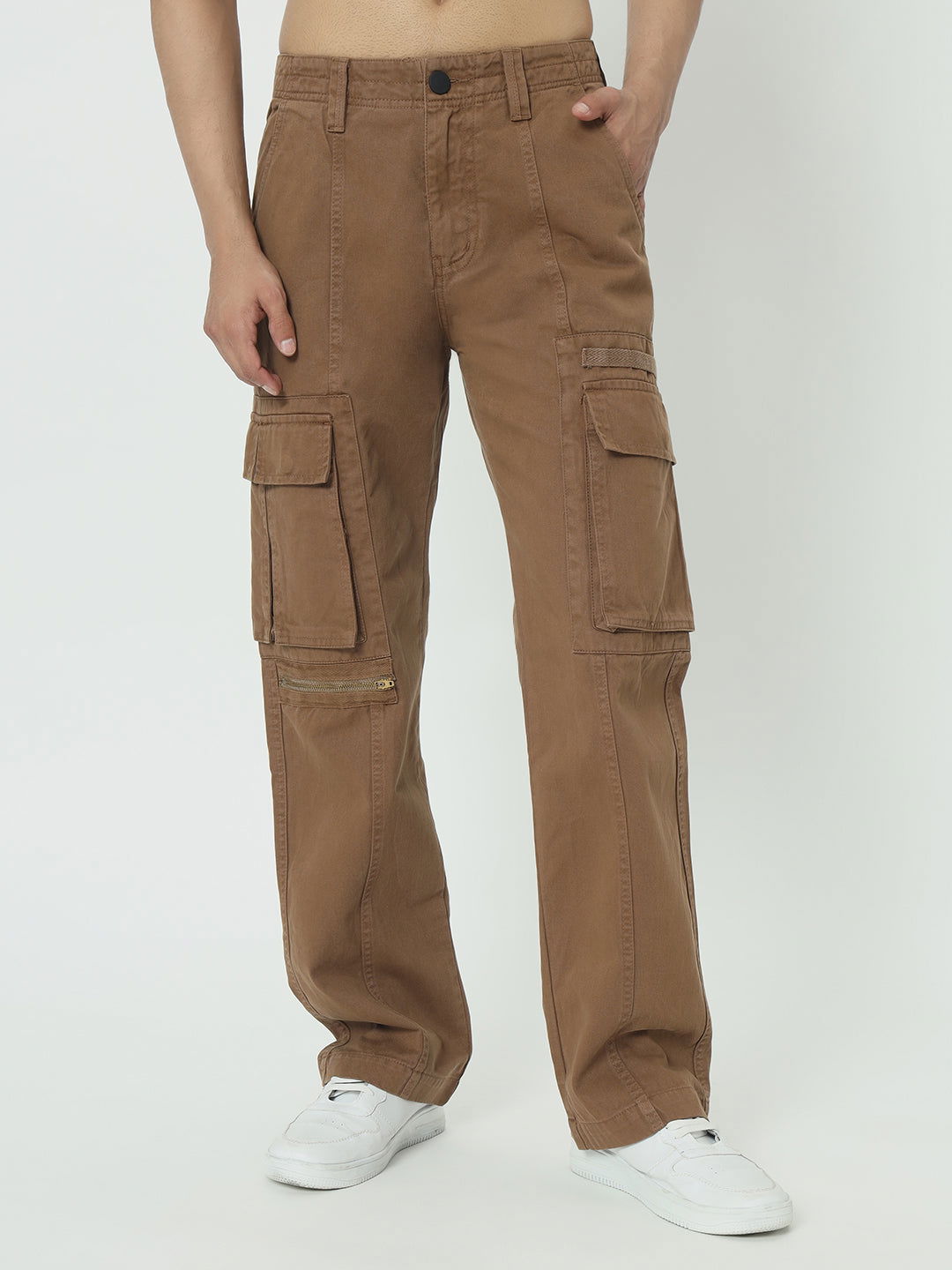 SAINTJONES-STREETWEAR KHAKI CARGO PANTS. - St.Jones