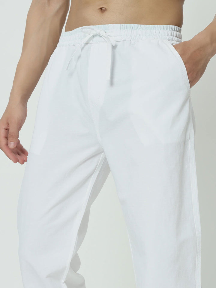 SAINTJONES-WHITE LINEN PANTS - St.Jones