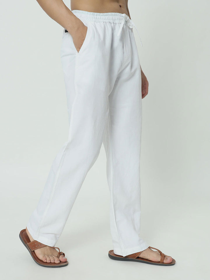 SAINTJONES-WHITE LINEN PANTS - St.Jones