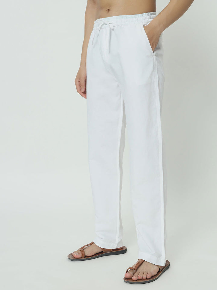 SAINTJONES-WHITE LINEN PANTS - St.Jones