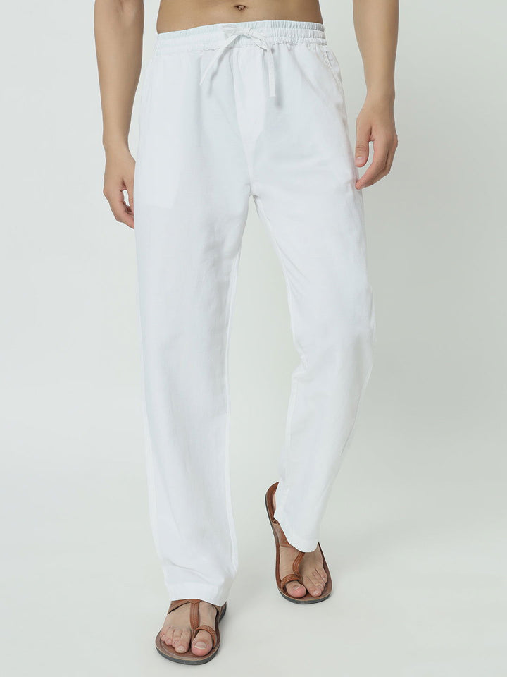 SAINTJONES-WHITE LINEN PANTS - St.Jones