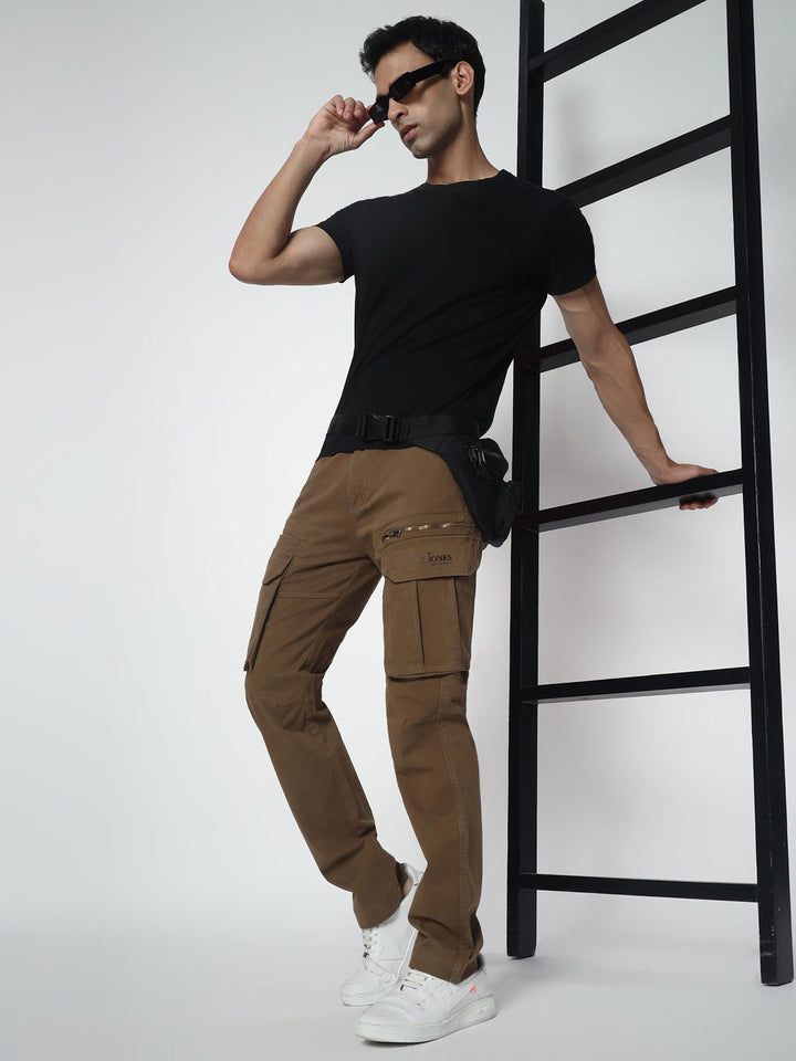 SLIM EIGHT POCKETS CARGO BROWN - St.Jones