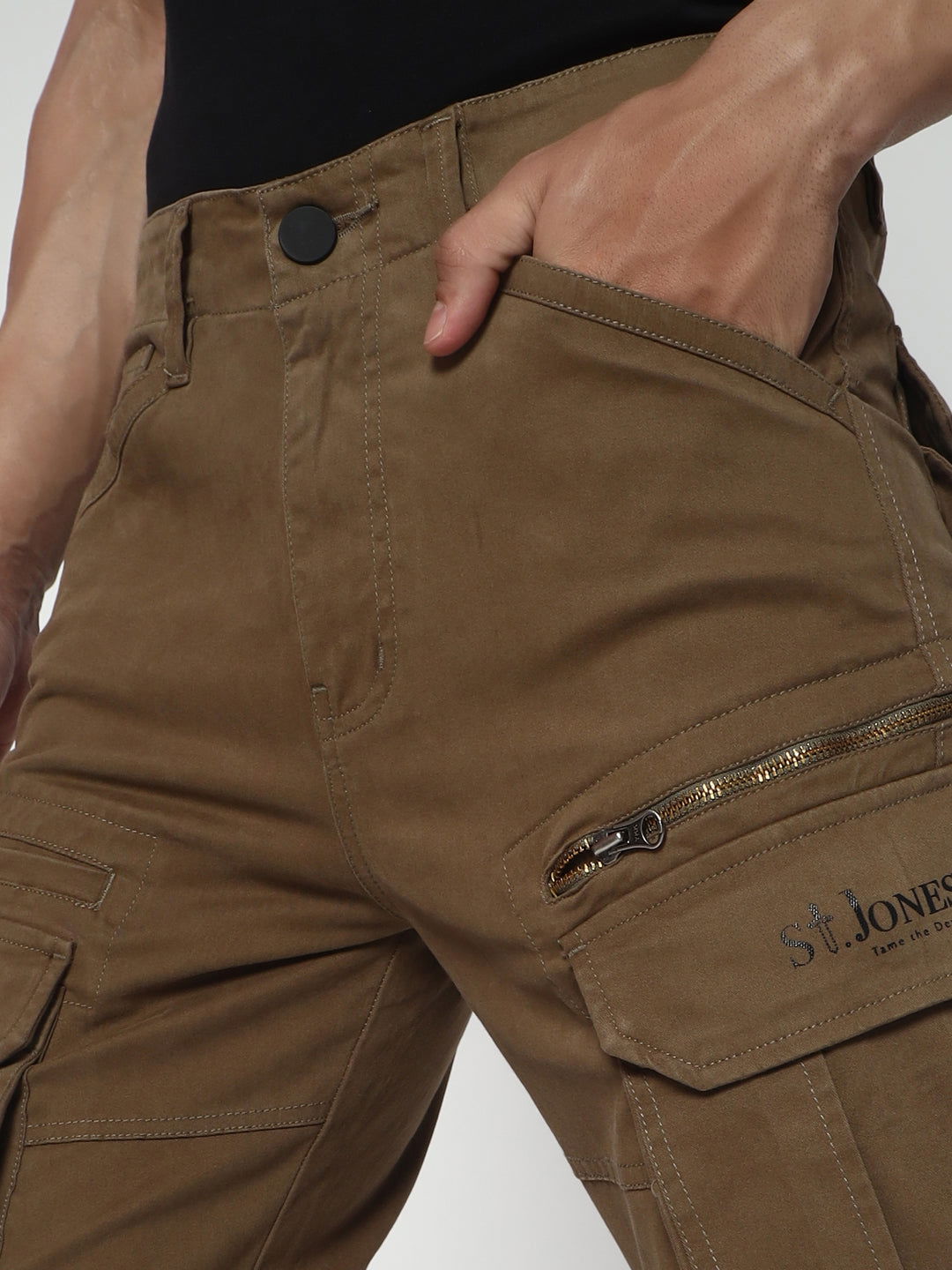 SLIM EIGHT POCKETS CARGO BROWN - St.Jones