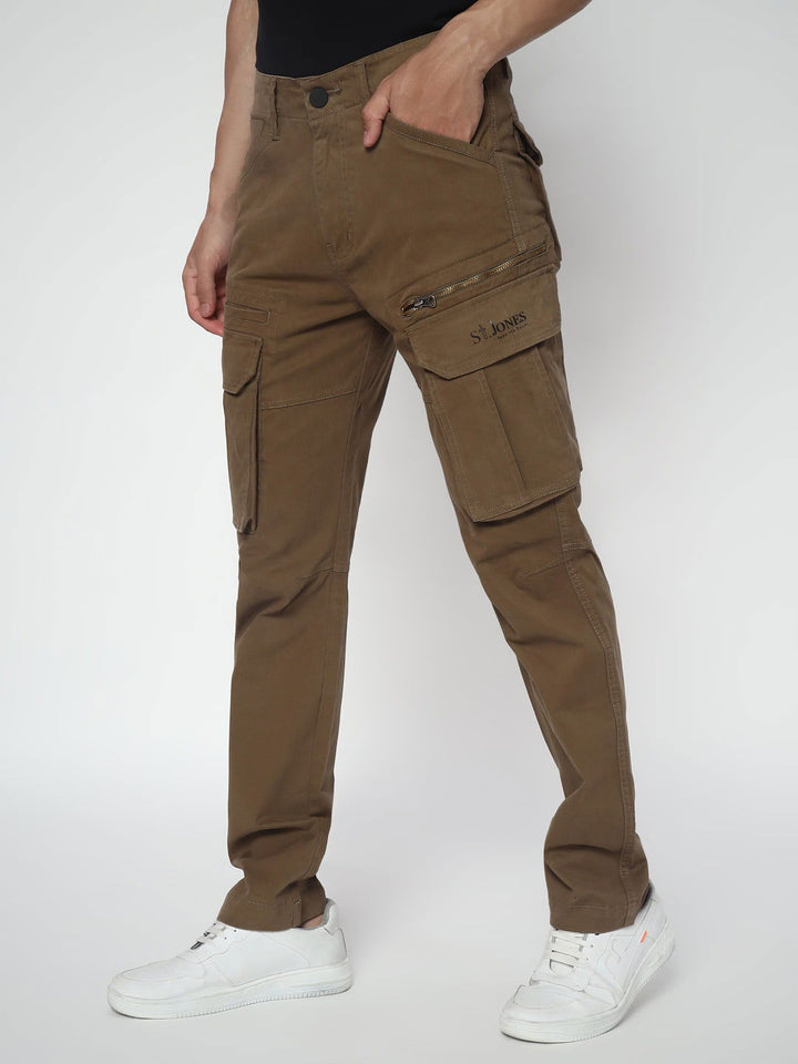 SLIM EIGHT POCKETS CARGO BROWN - St.Jones