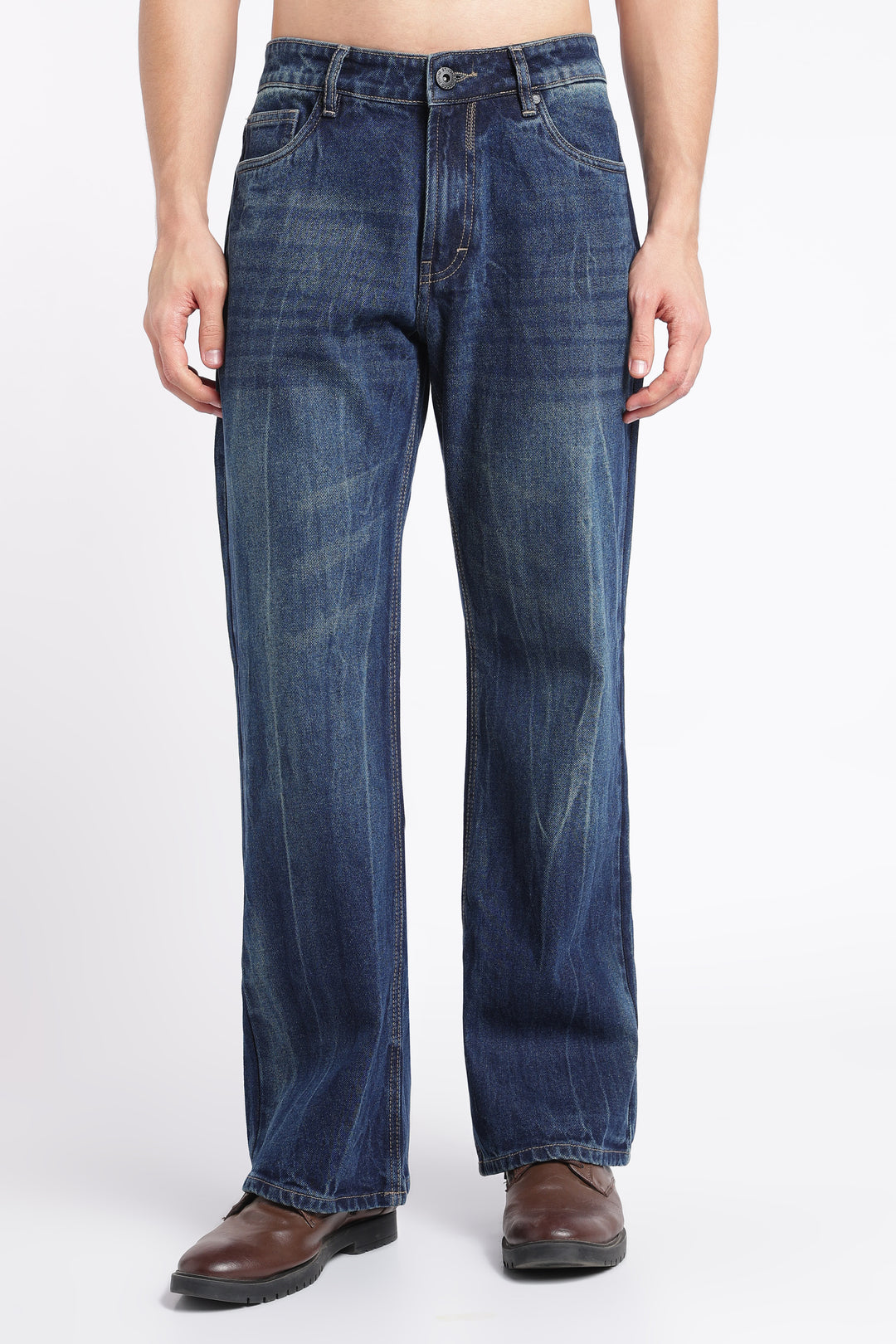 Men’s Vintage Dark Blue Flared Bootcut Jeans
