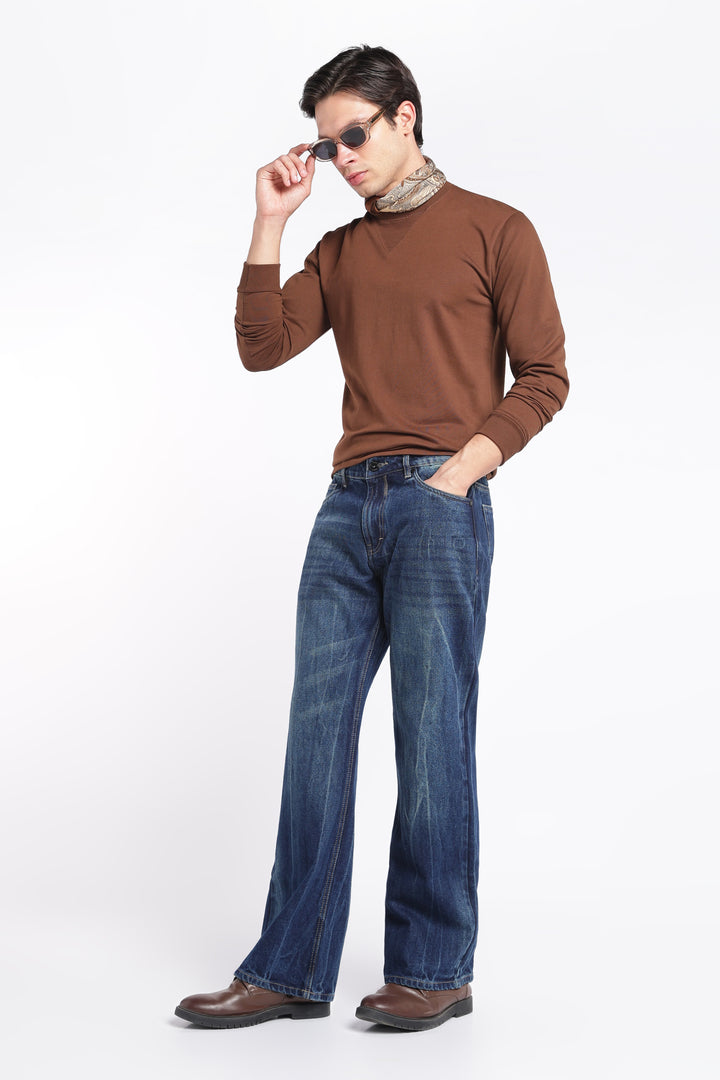 Men’s Vintage Dark Blue Flared Bootcut Jeans
