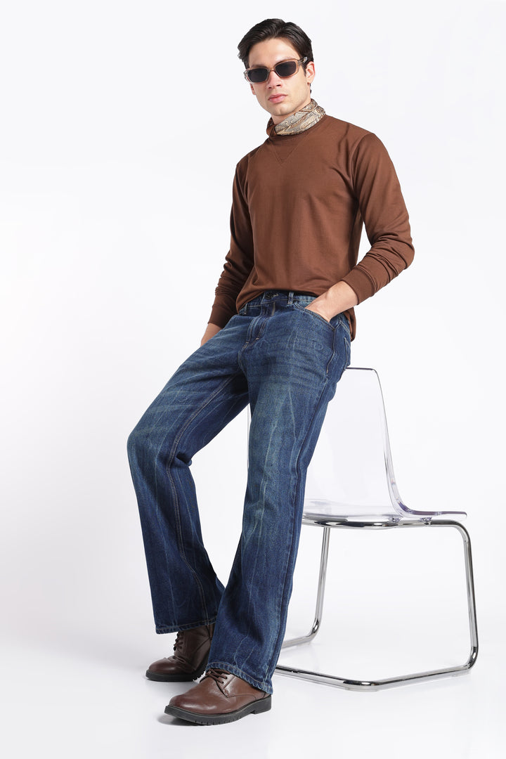 Men’s Vintage Dark Blue Flared Bootcut Jeans