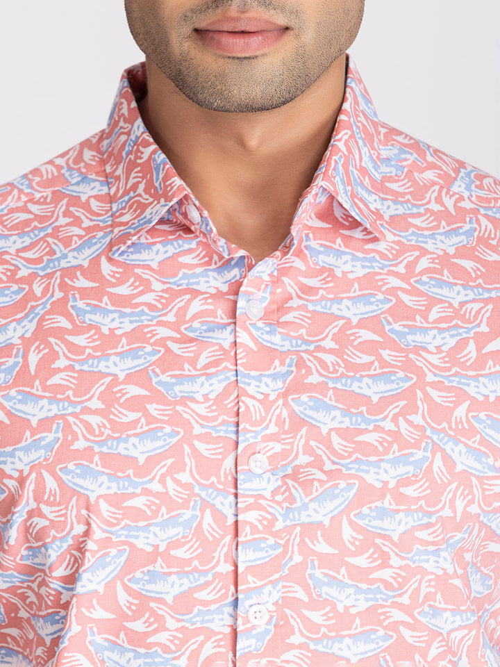 Shark print half sleeve shirt - St.Jones