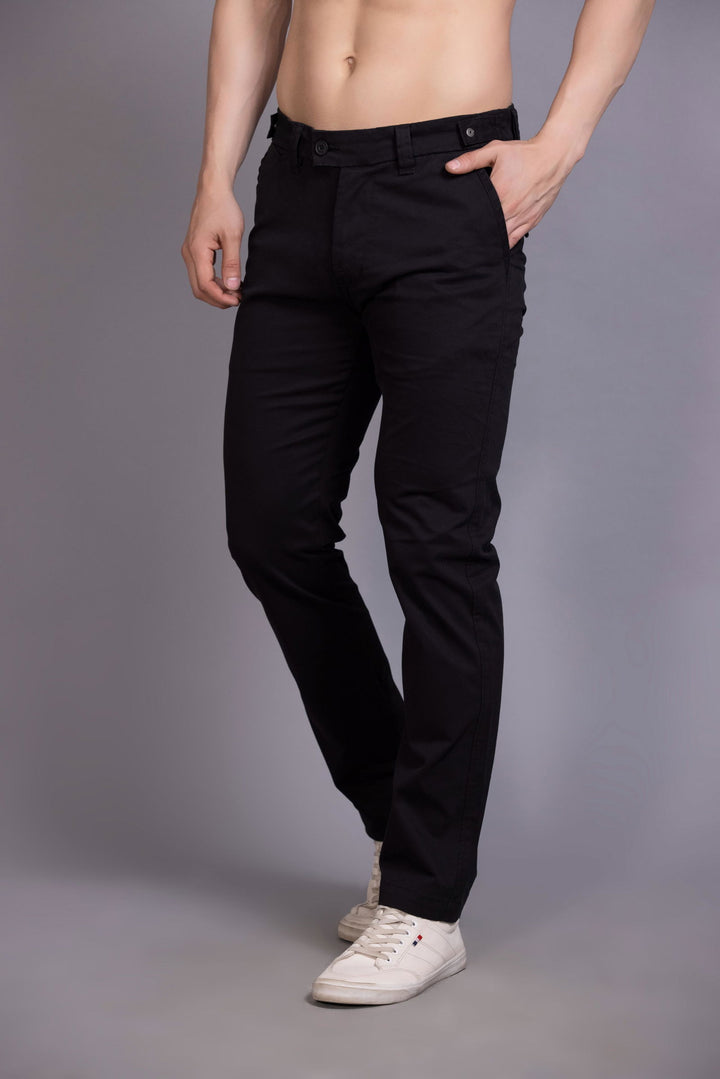 Slim fit cotton chinos-Black - St.Jones