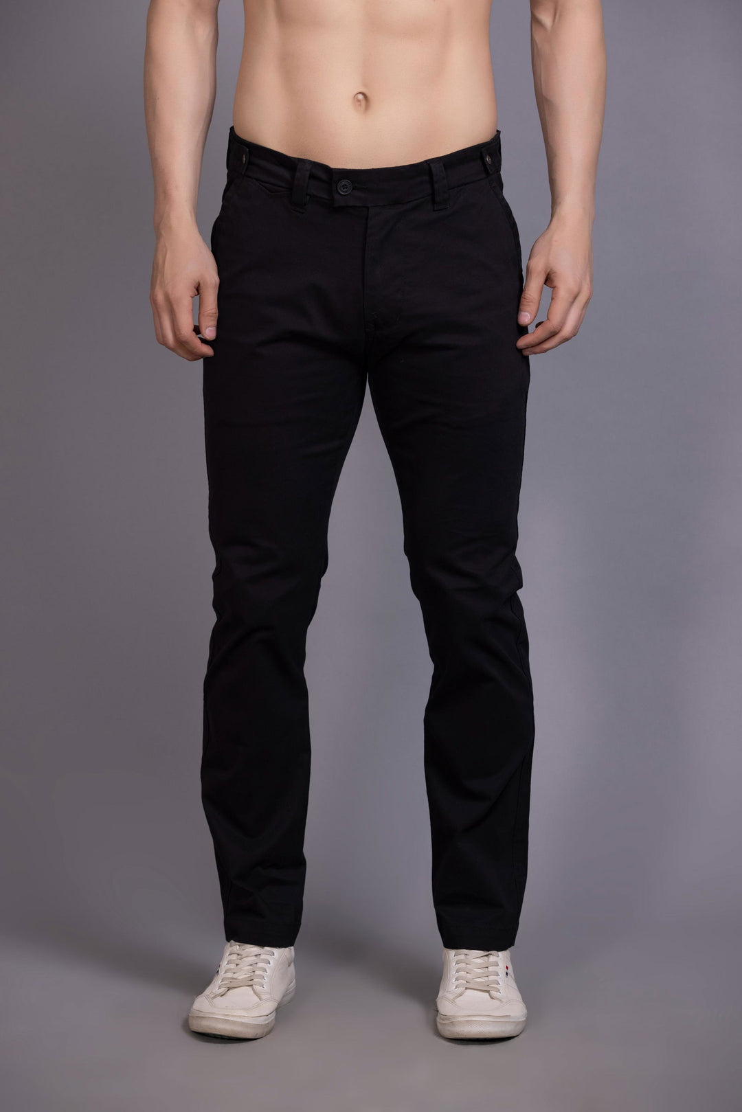 Slim fit cotton chinos-Black - St.Jones