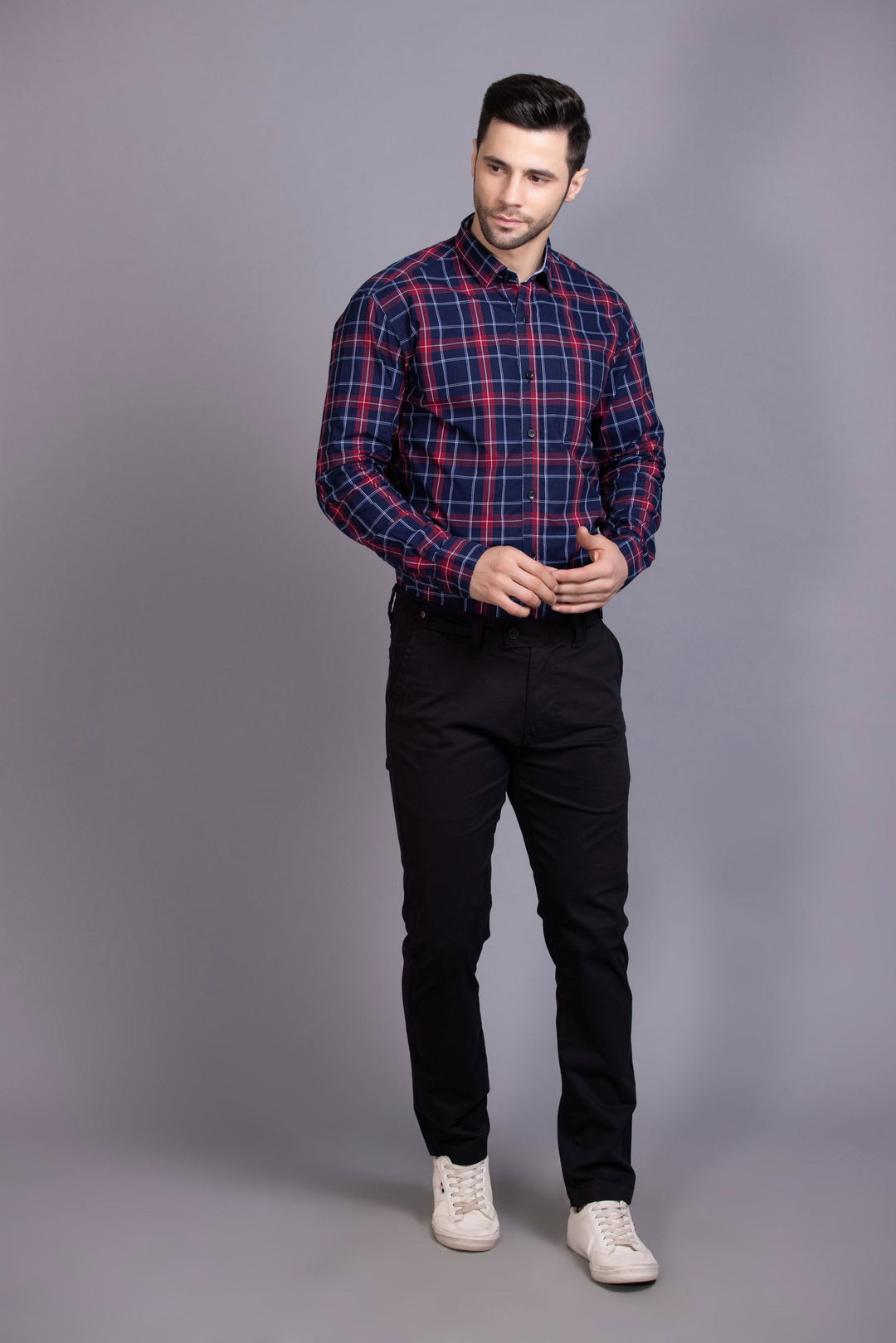 Slim fit cotton chinos-Black - St.Jones