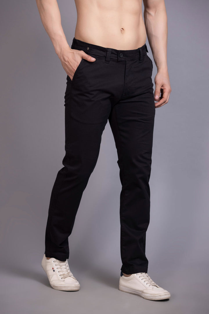 Slim fit cotton chinos-Black - St.Jones