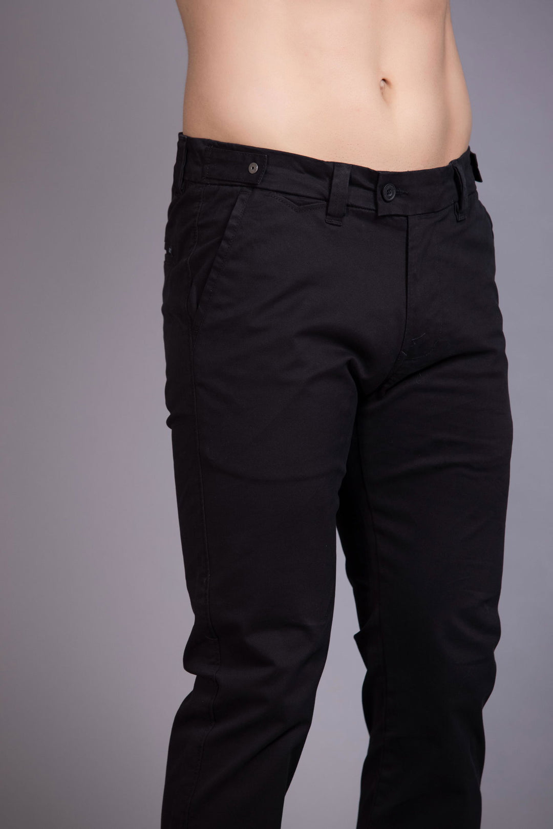 Slim fit cotton chinos-Black - St.Jones