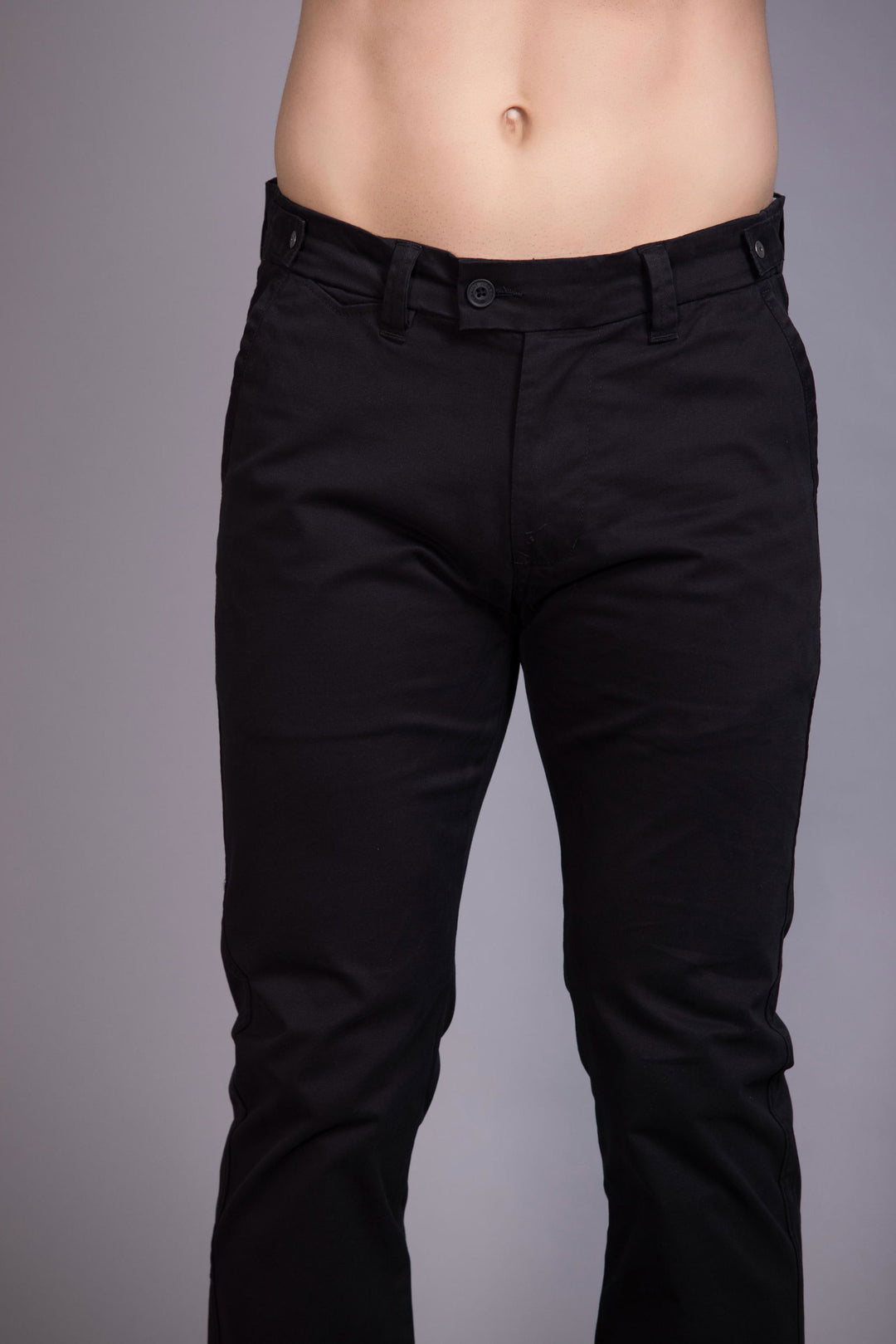 Slim fit cotton chinos-Black - St.Jones