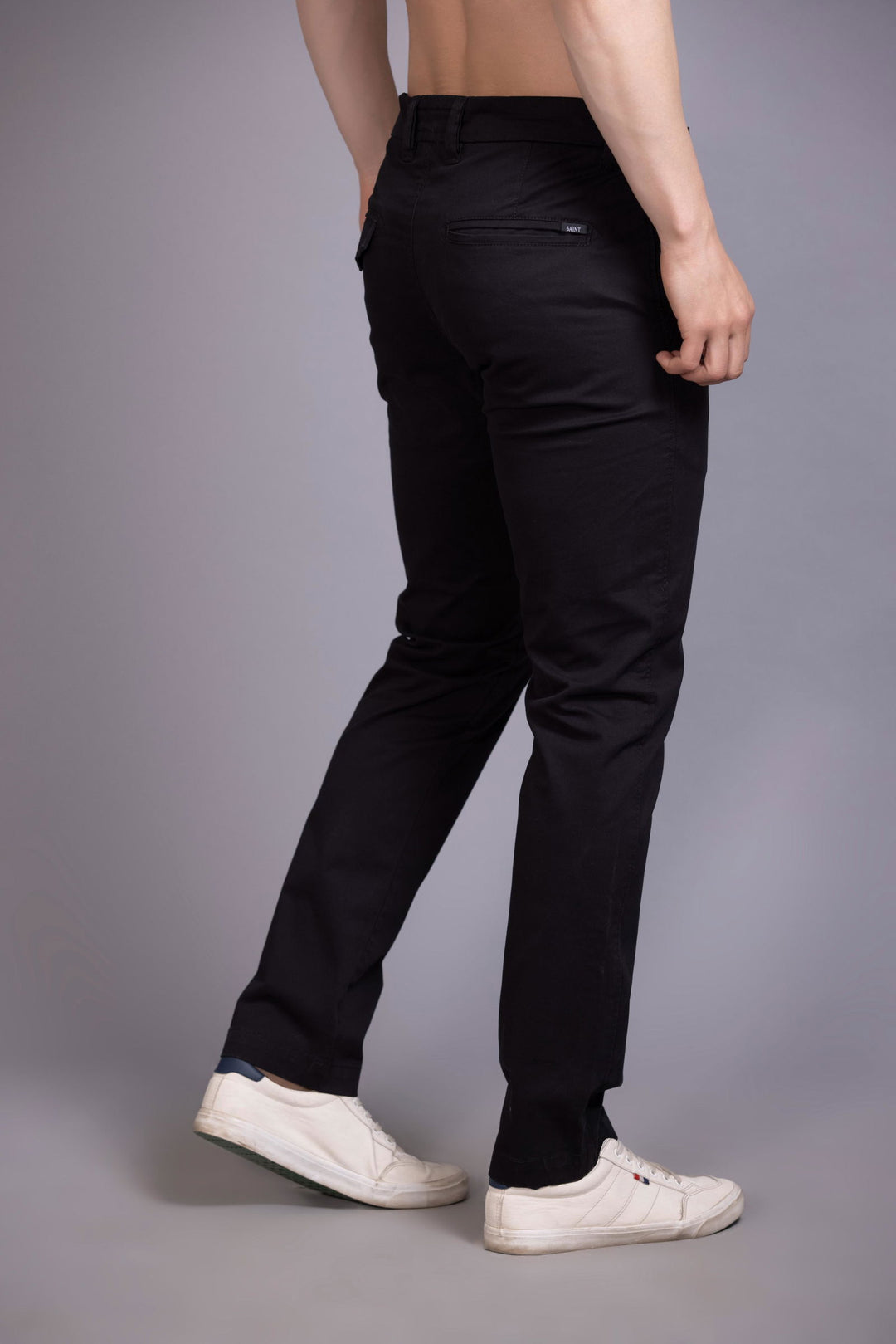 Slim fit cotton chinos-Black - St.Jones