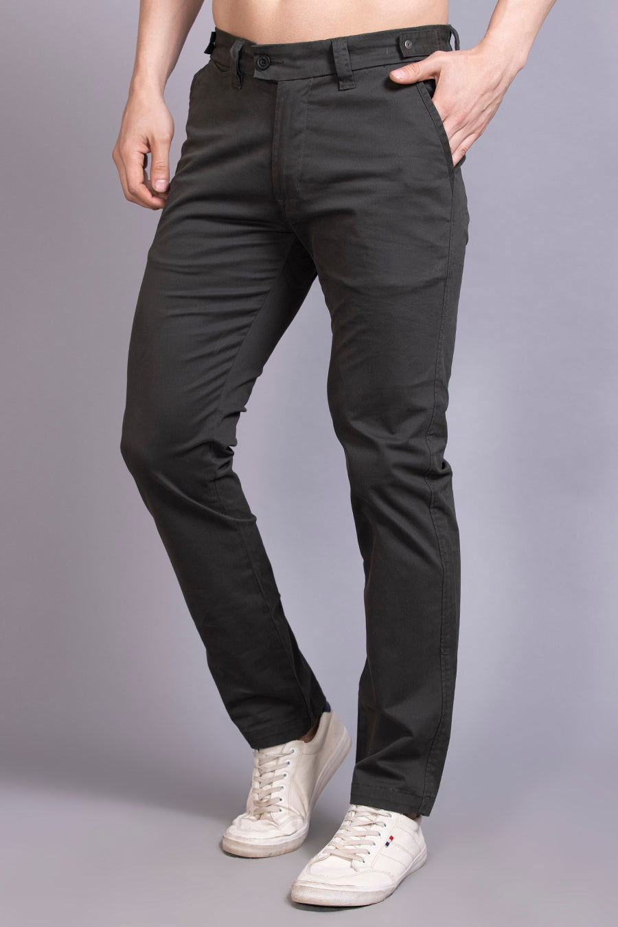 Slim fit cotton chinos-Dark Grey - St.Jones