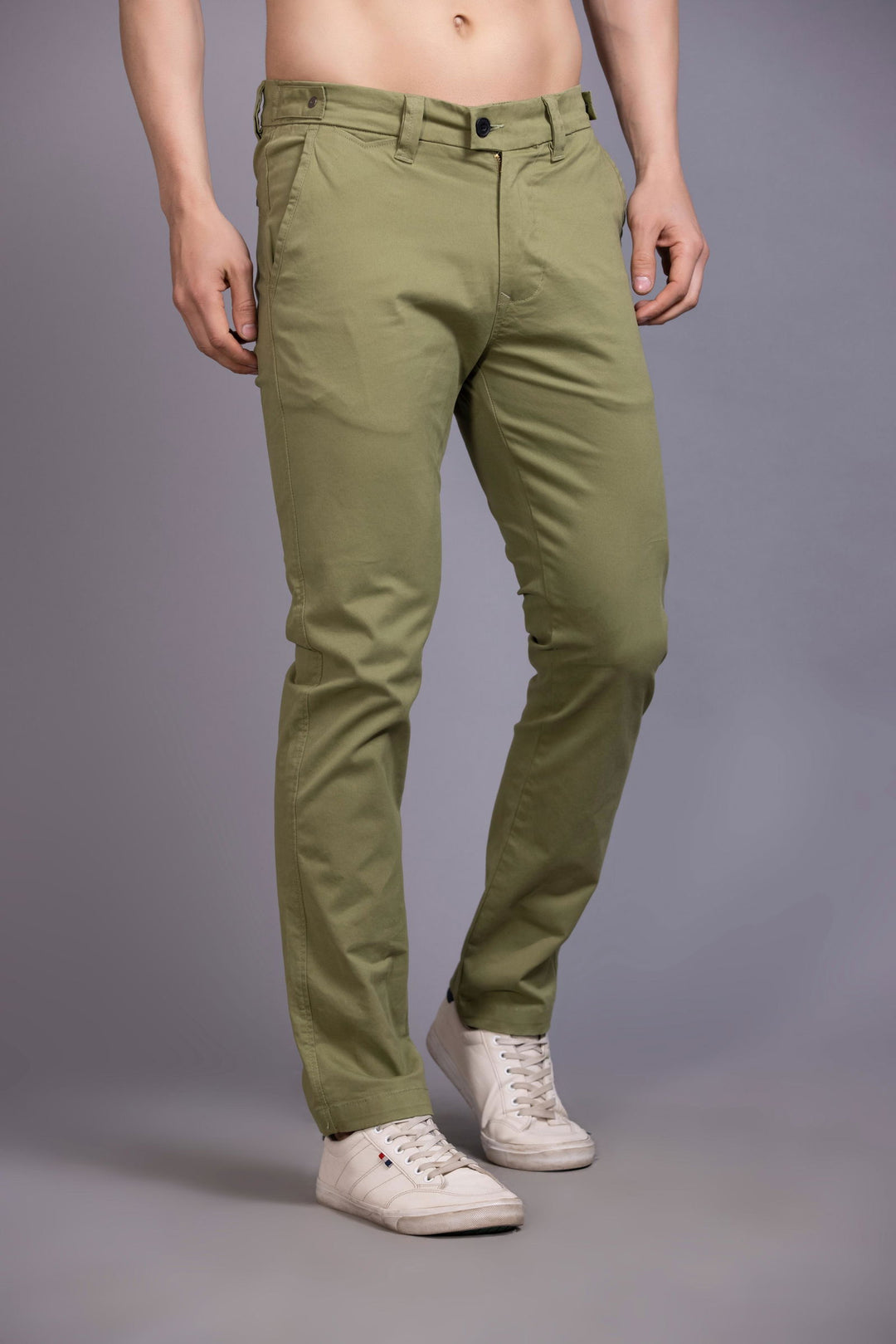 Slim fit cotton chinos-Green - St.Jones