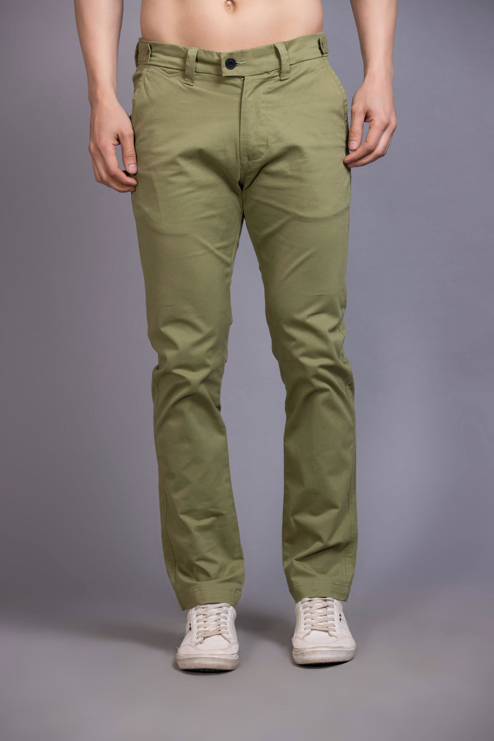 Slim fit cotton chinos-Green - St.Jones