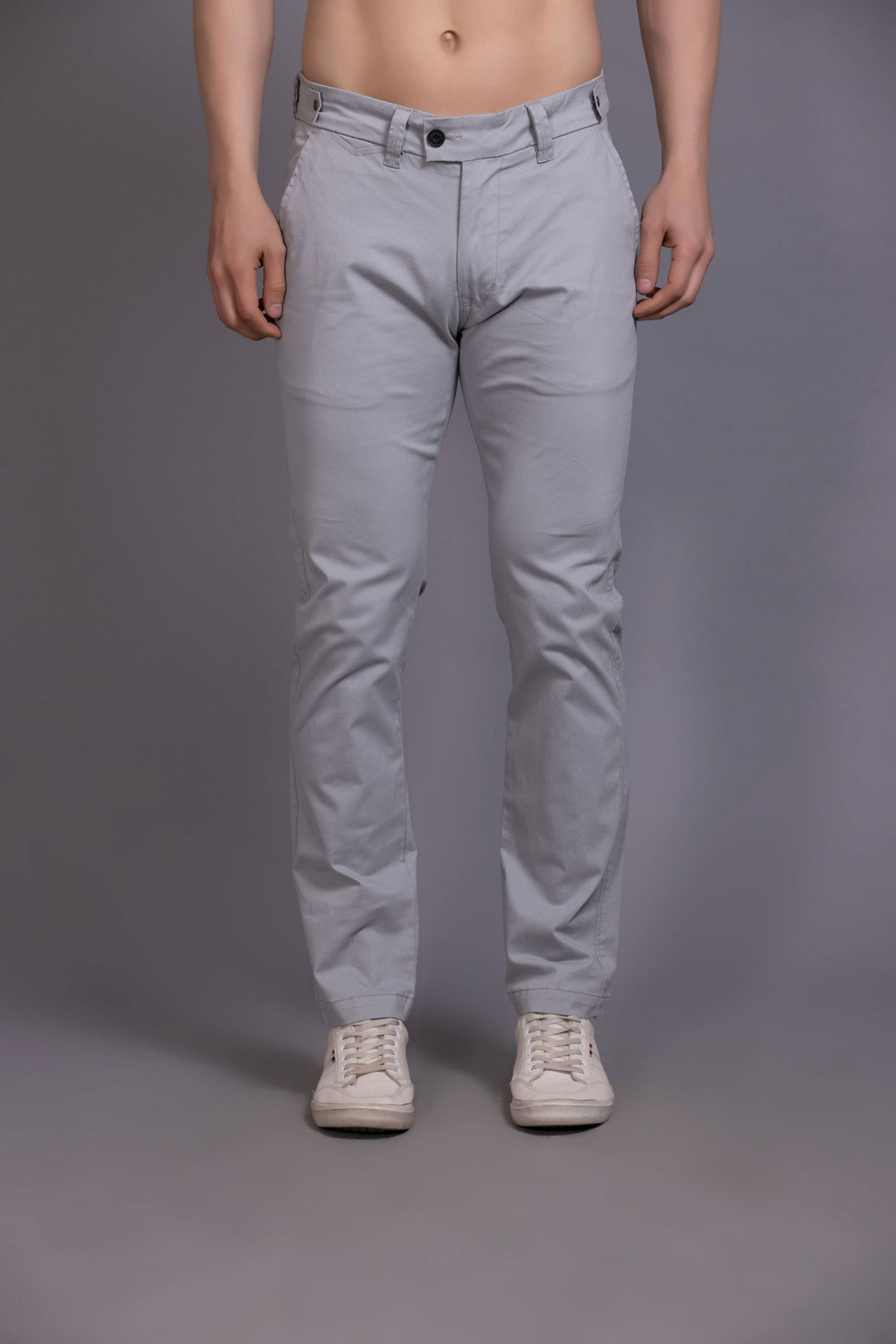 Slim fit cotton chinos-Grey - St.Jones