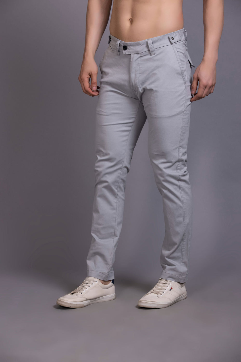 Slim fit cotton chinos-Grey - St.Jones