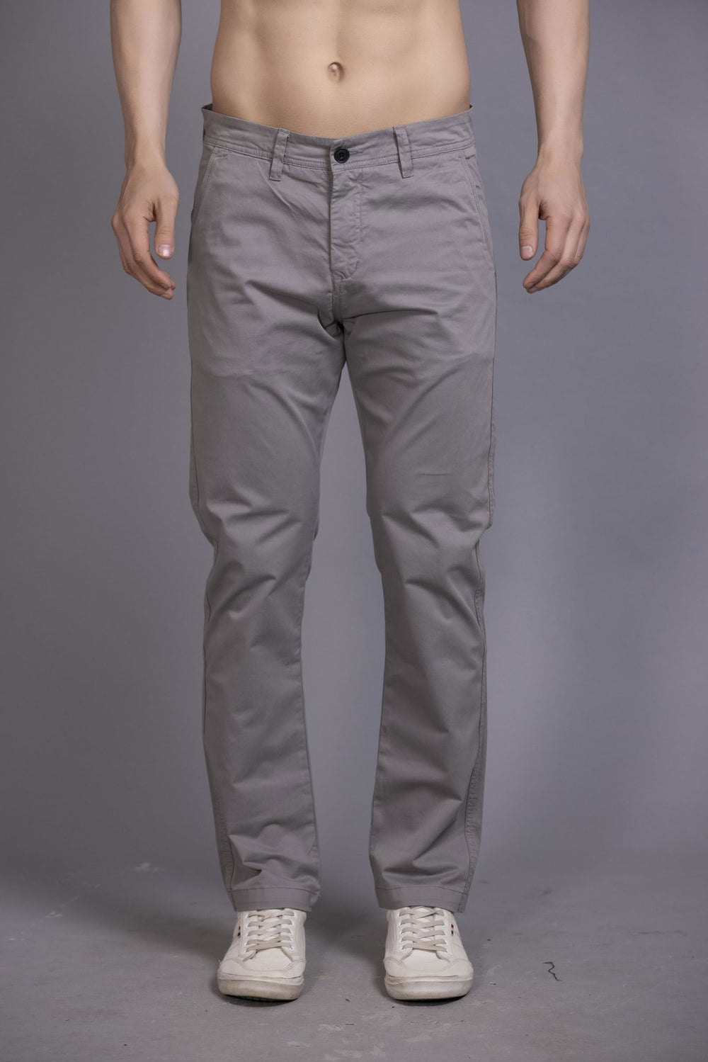 Slim fit cotton chinos-Light Grey - St.Jones