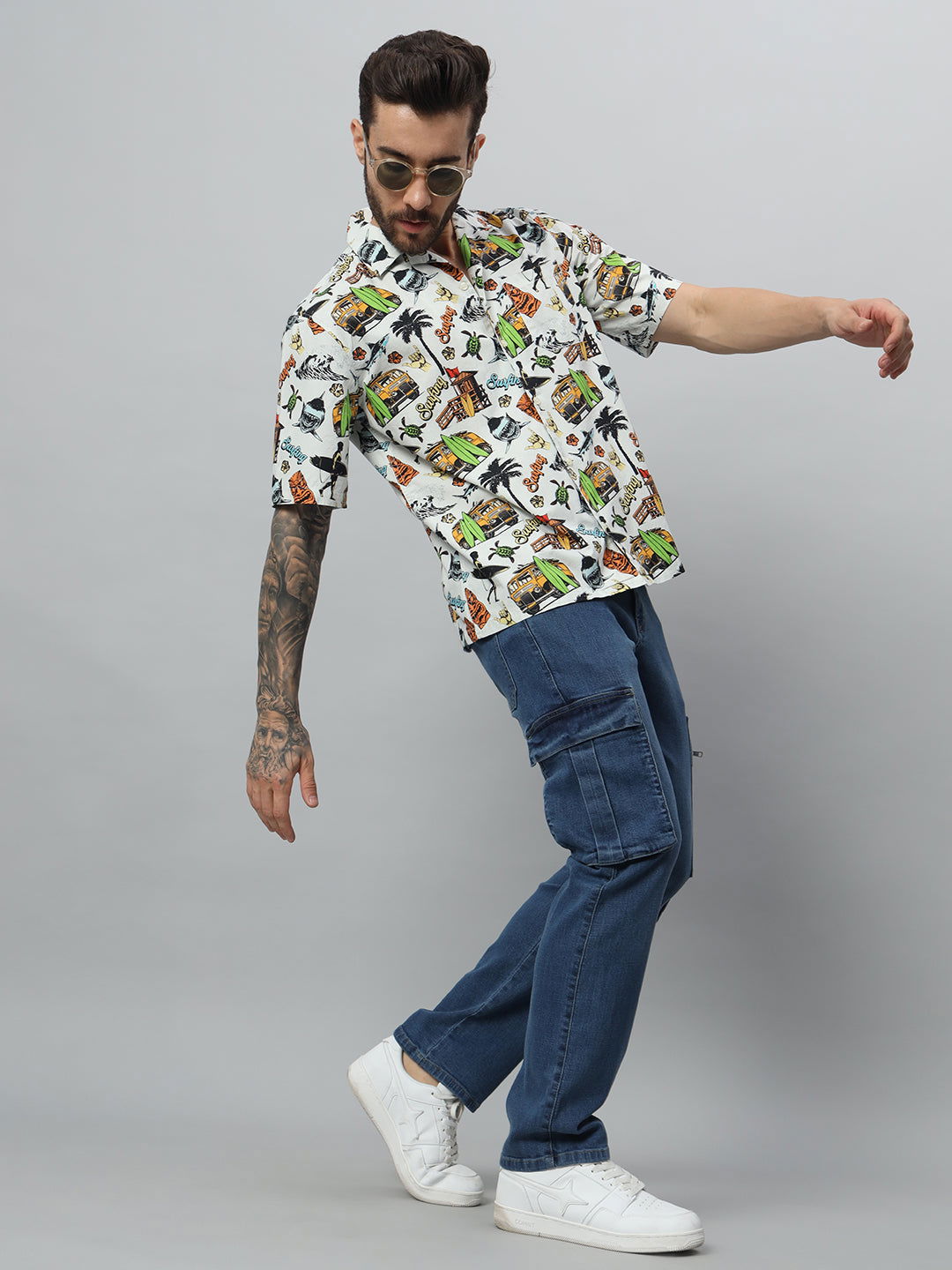 Surfing print  half sleeve shirt - St.Jones