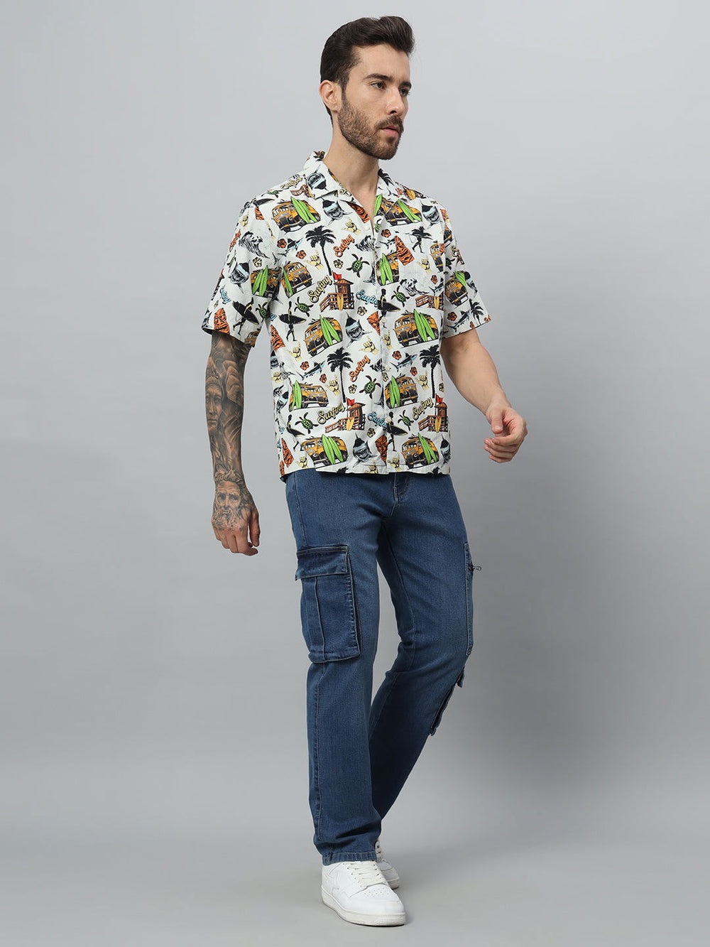 Surfing print  half sleeve shirt - St.Jones