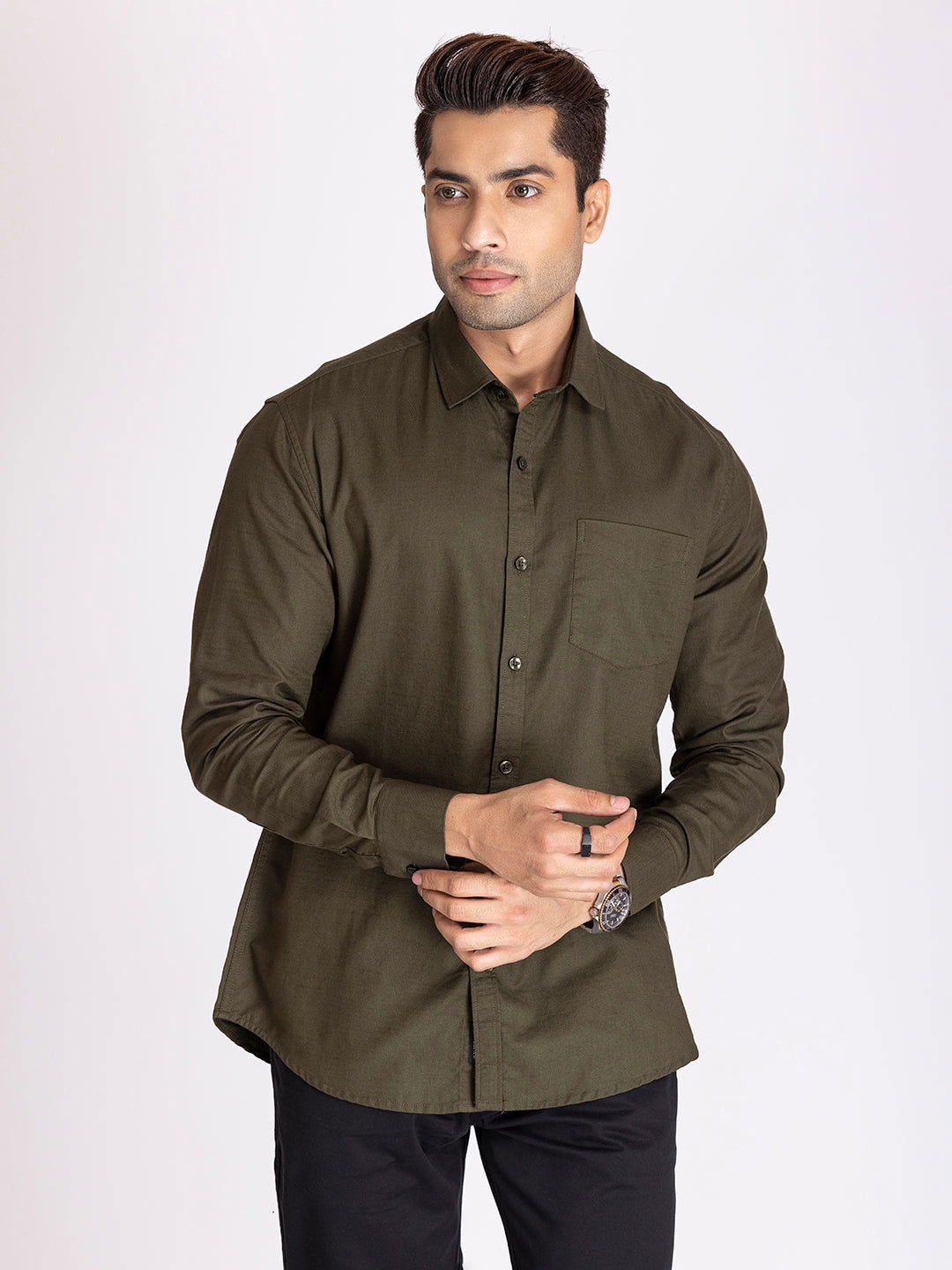 TWILL SHIRT -OLIVE GREEN - St.Jones