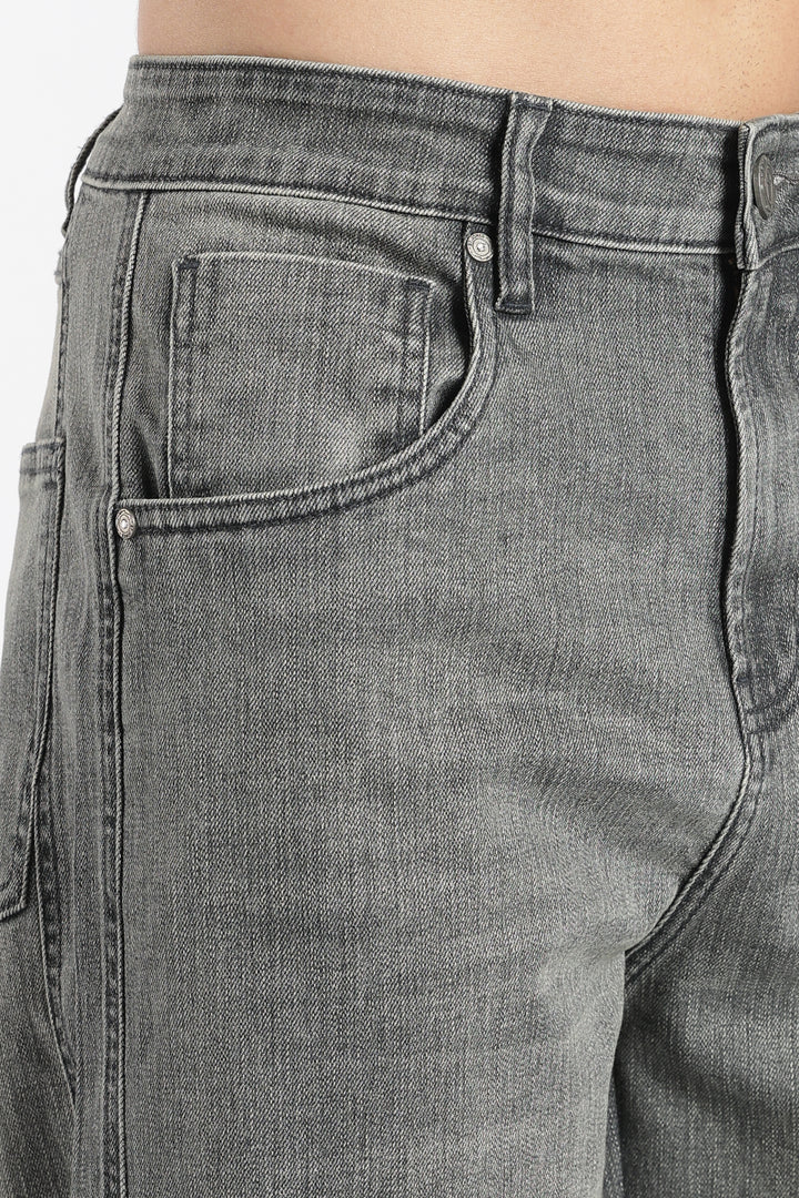 Men's Vintage Washed Dark Grey Baggy Denim Jeans