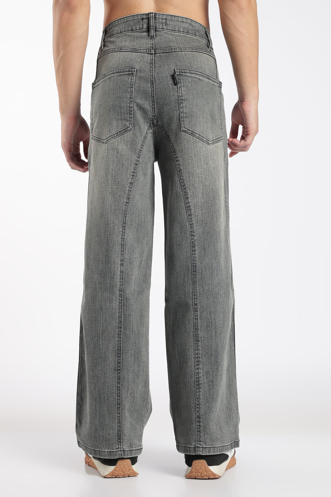 Men's Vintage Washed Dark Grey Baggy Denim Jeans