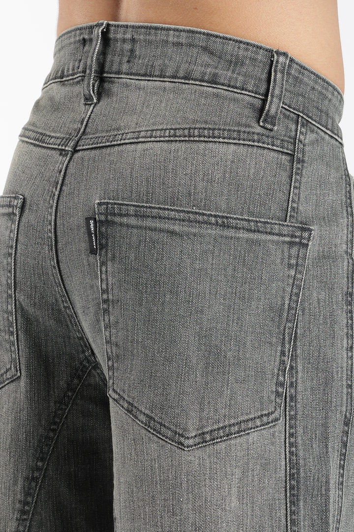 Men's Vintage Washed Dark Grey Baggy Denim Jeans