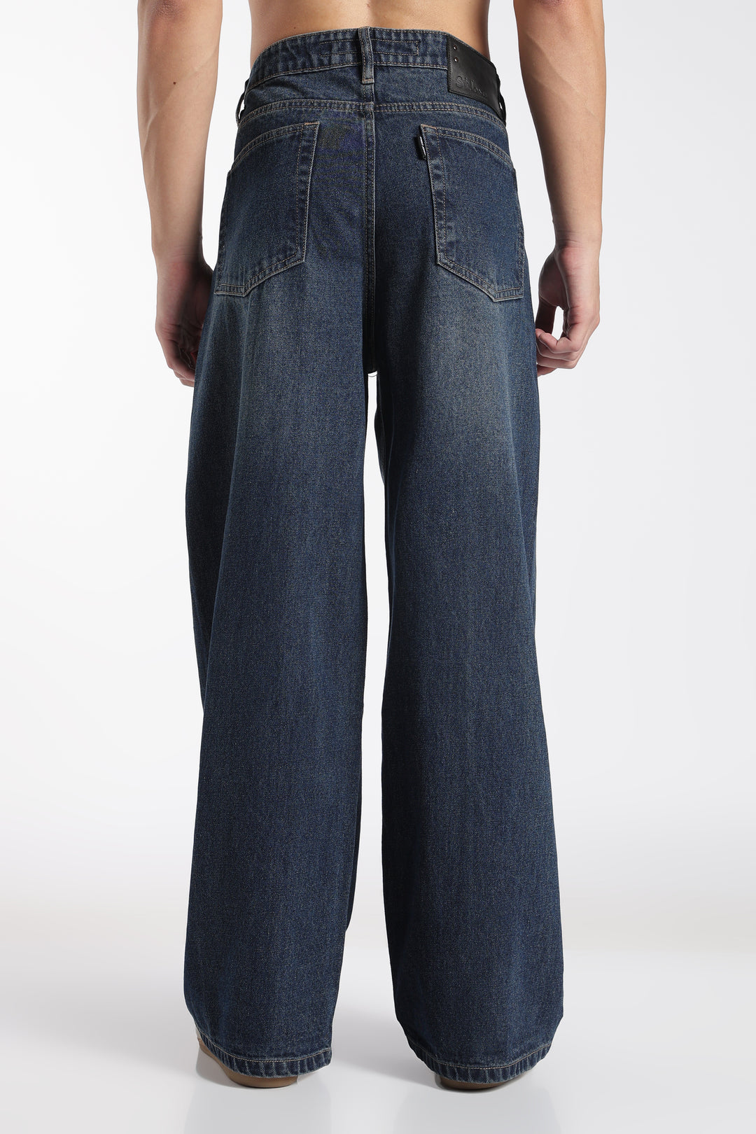 Men's Washed Dark Blue Baggy Jeans