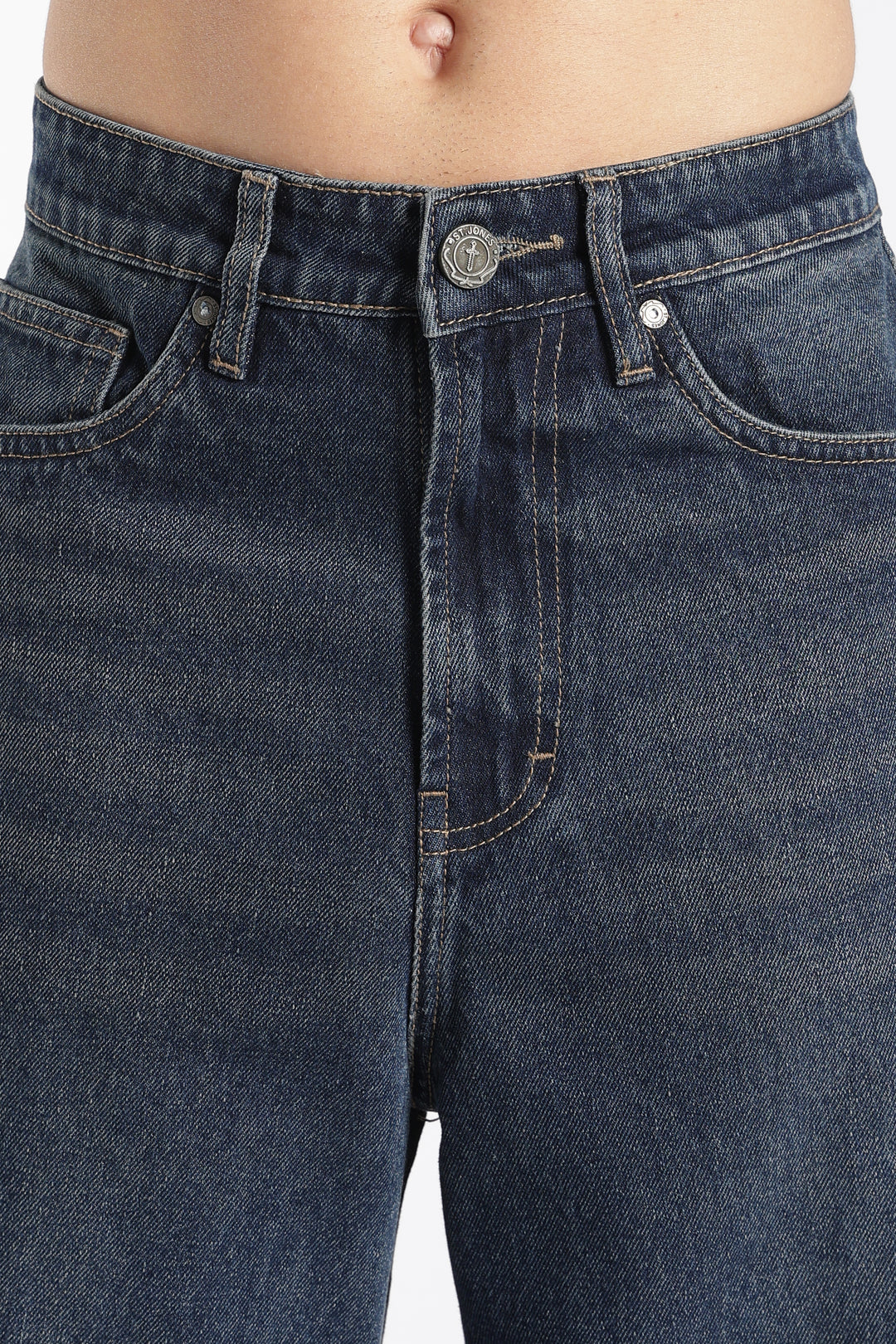 Men's Washed Dark Blue Baggy Jeans