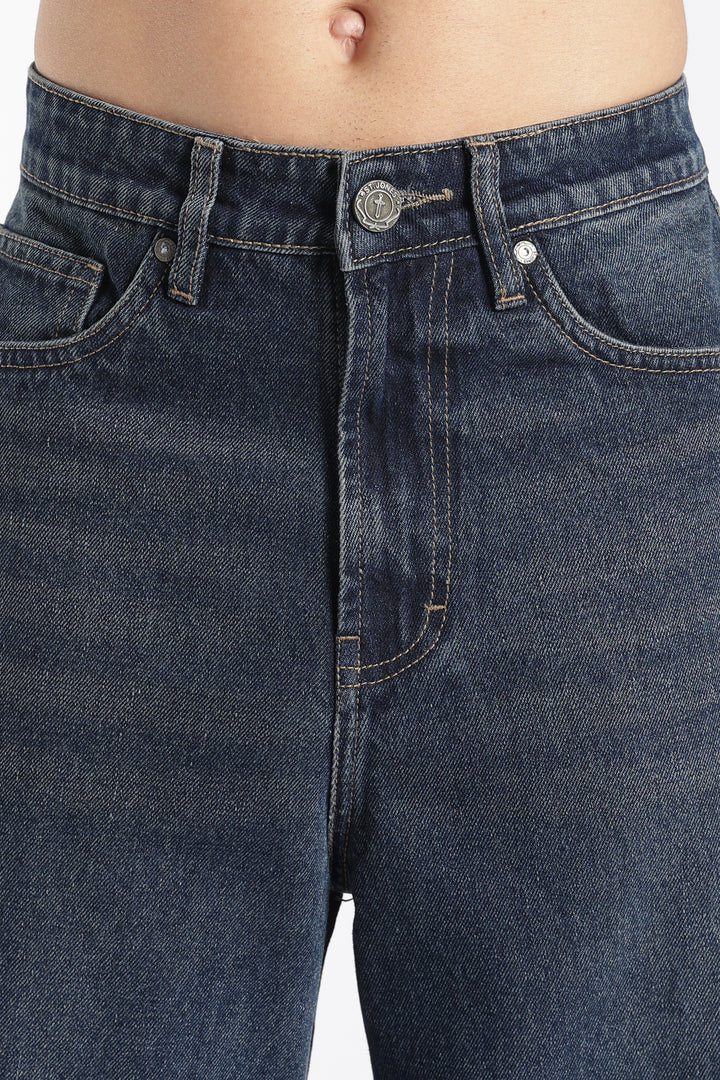 Men's Washed Dark Blue Baggy Jeans