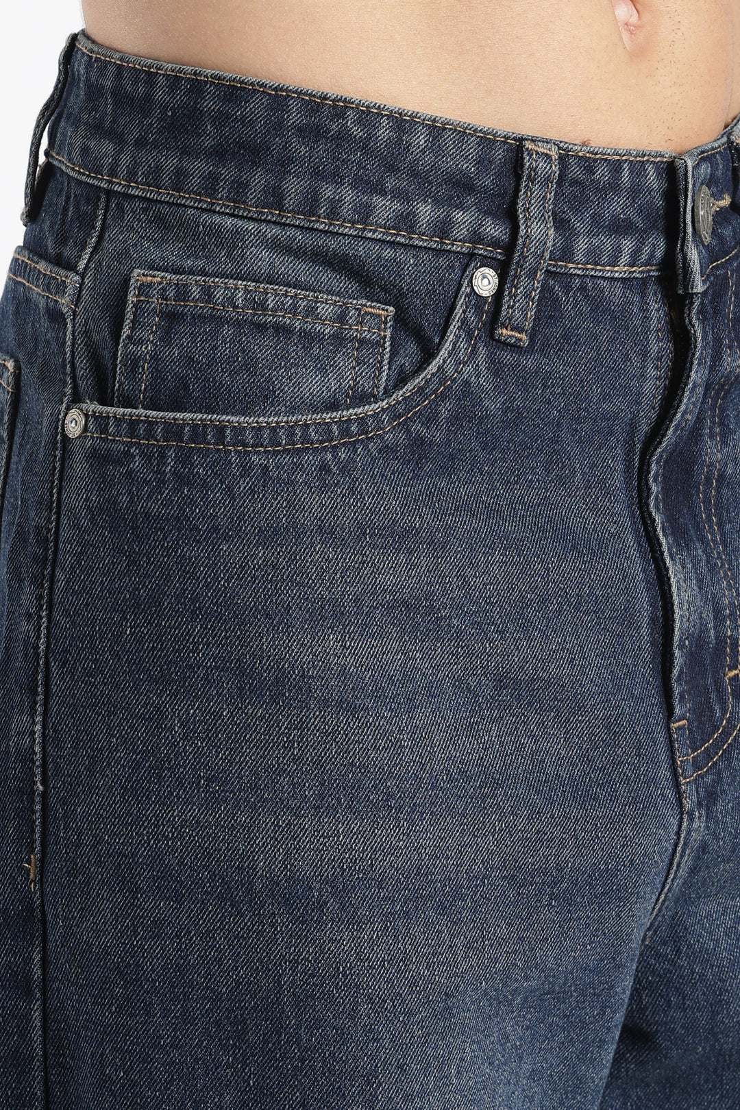 Men's Washed Dark Blue Baggy Jeans