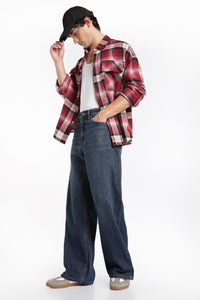 Men's Washed Dark Blue Baggy Jeans