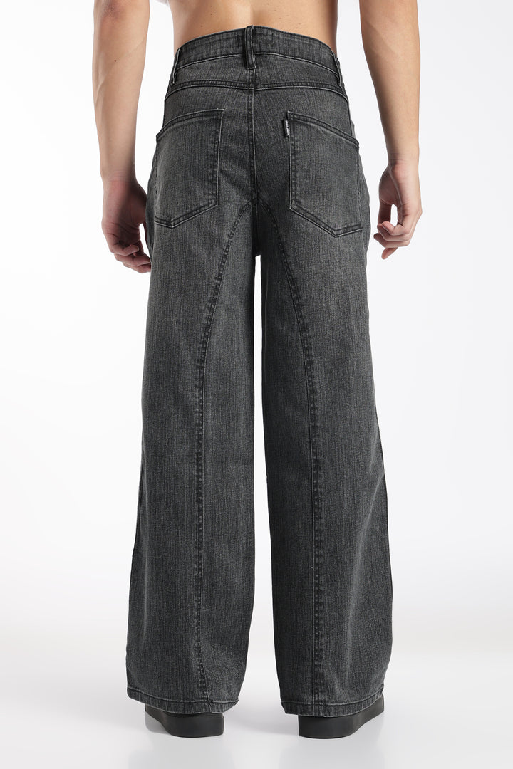Men's Vintage Washed Black Baggy Denim Jeans