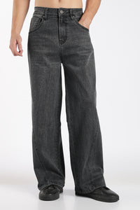 Men's Vintage Washed Black Baggy Denim Jeans