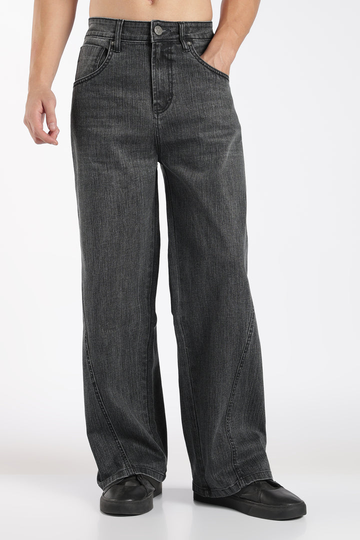 Men's Vintage Washed Black Baggy Denim Jeans